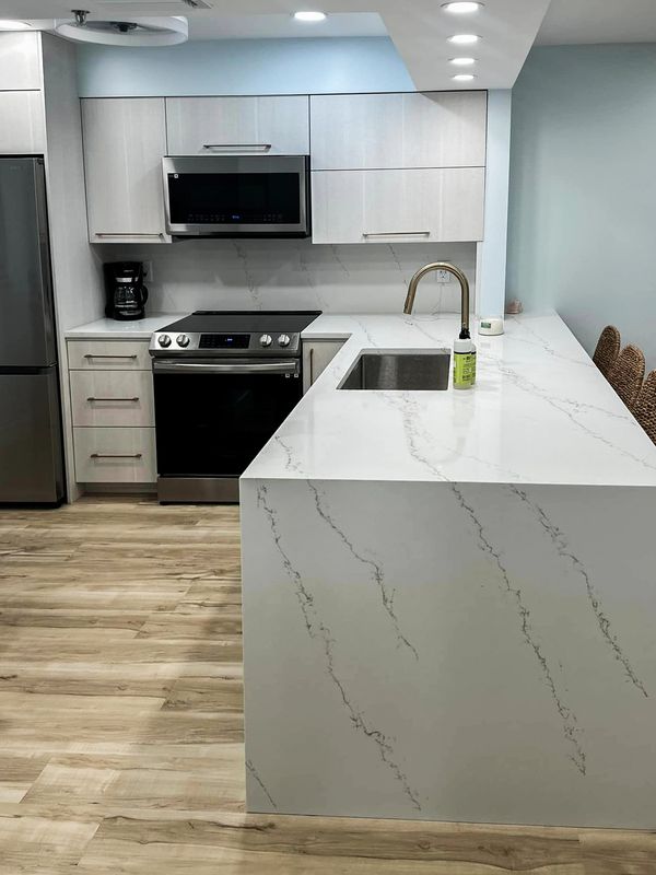 Kitchen Quartz Countertops Installation Project In Fort Myers Beach